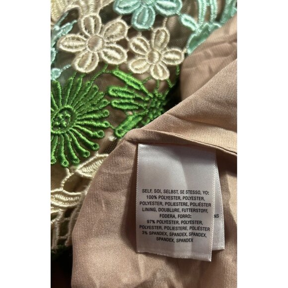 Anthropologie Sz 2 Dress Emerald Green Applique Floral Sleeveless Midi Dress - Picture 7 of 10